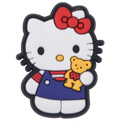 Pin's Hello Kitty salopette bleue avec ourson pour Crocs, jibbitz kawaii 