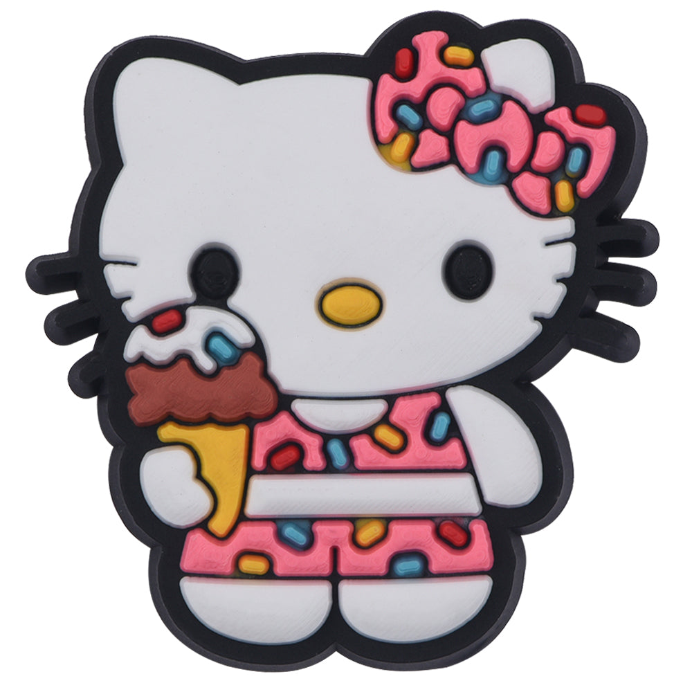 Pin's Hello Kitty robe rose avec glace et nœud donut pour Crocs, jibbitz gourmand 