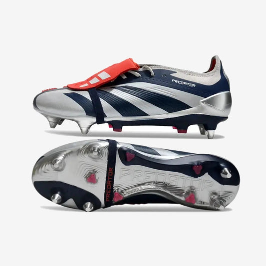 Predator Elite Fold-over Tongue SG Roteiro - Argenté/Bleu marine/Rouge ÉDITION LIMITÉE — Adidas